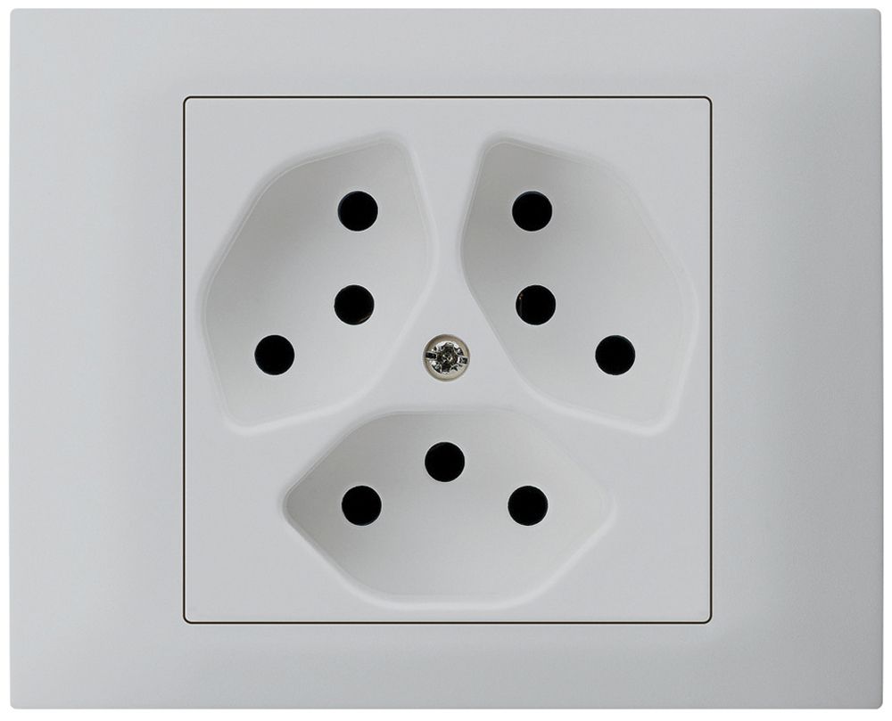 EB-Steckdose kallysto 3×T13 Bauart T m.EB-Dose G3 Abdeckrahmen steckbar hellgrau