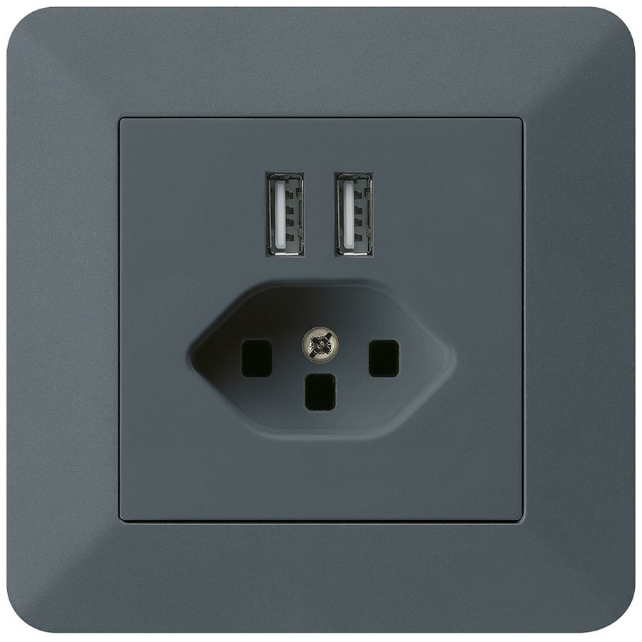 Prise ENC 2×USB & T23 kallysto.trend 2400mA anthracite