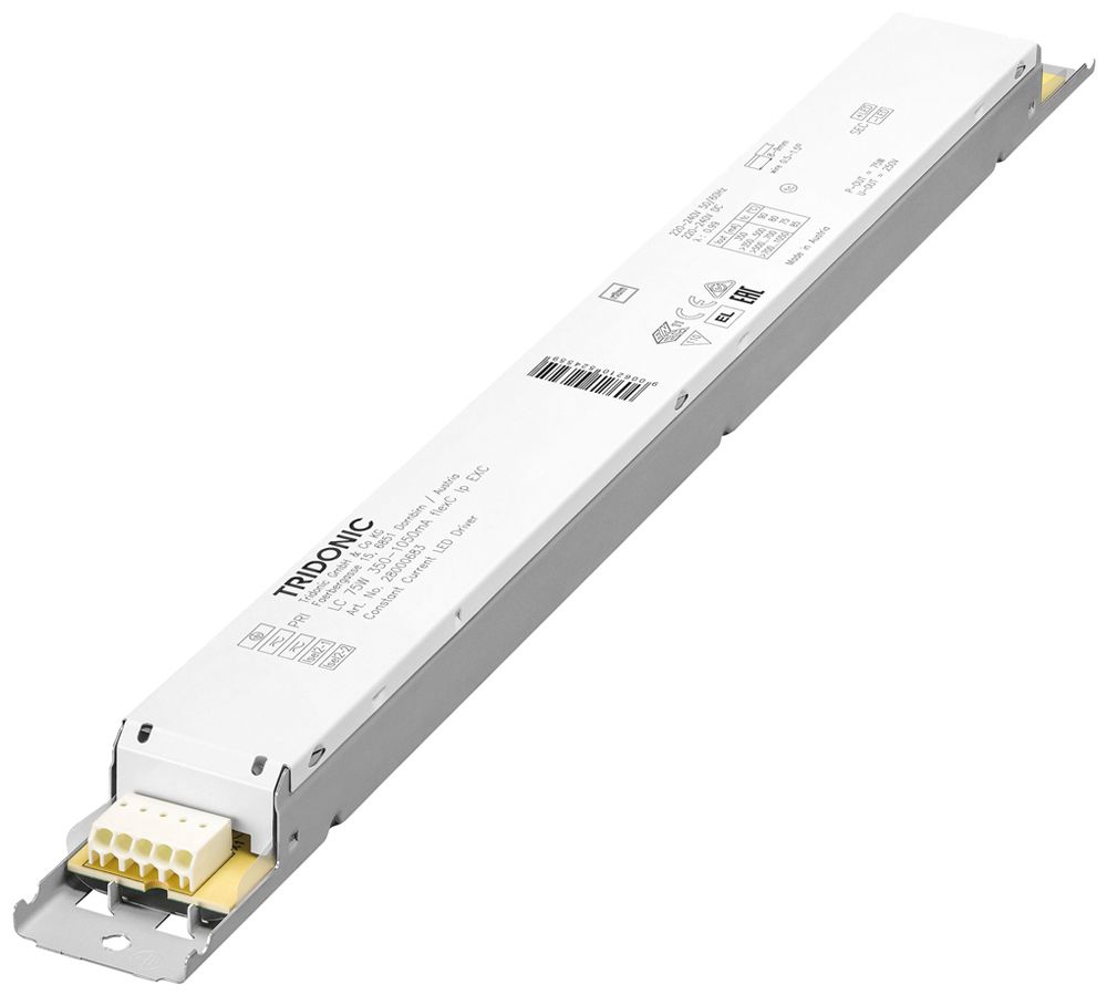 Alimentation LED Tridonic LC EXC 38.5…75W 40…110V 350…1050mA 280×30×21mm