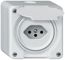 Presa AP robusto 1×T13 10A 250V 86×86mm IP21 bianco