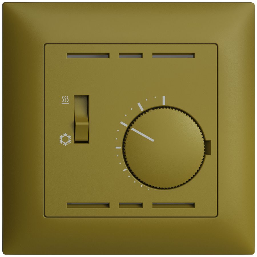 UP-Abdeckset für Thermostat EDIZIOdue, Schalter Heizen/Kühlen, 88×88mm, olive
