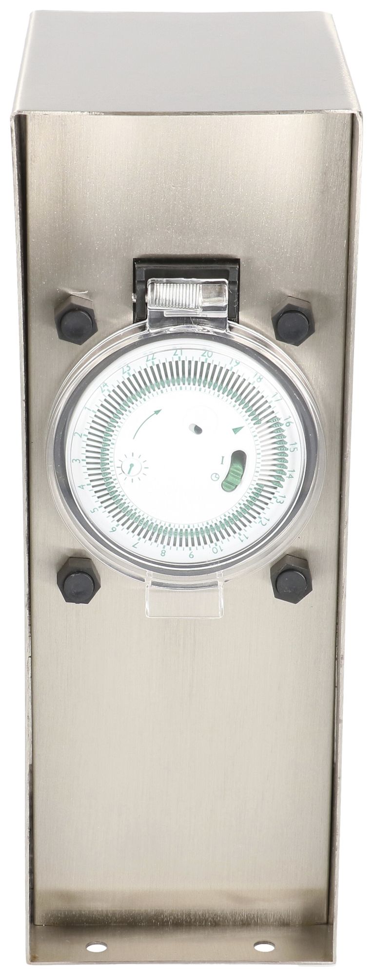 Presa multipla per giardino MH 2×T13 10A con timer acciaio pregiato