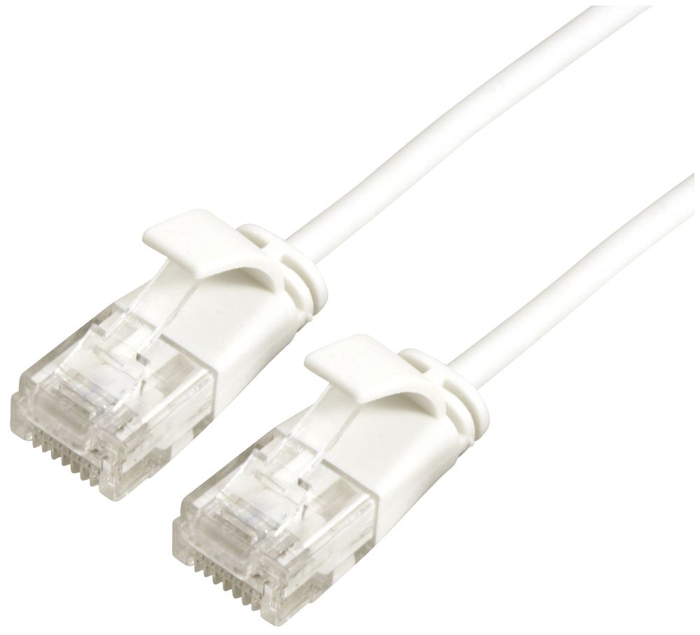 Câble patch RJ45 ROLINE Slim, cat.6A U/UTP, rond, blanc, 0.5m
