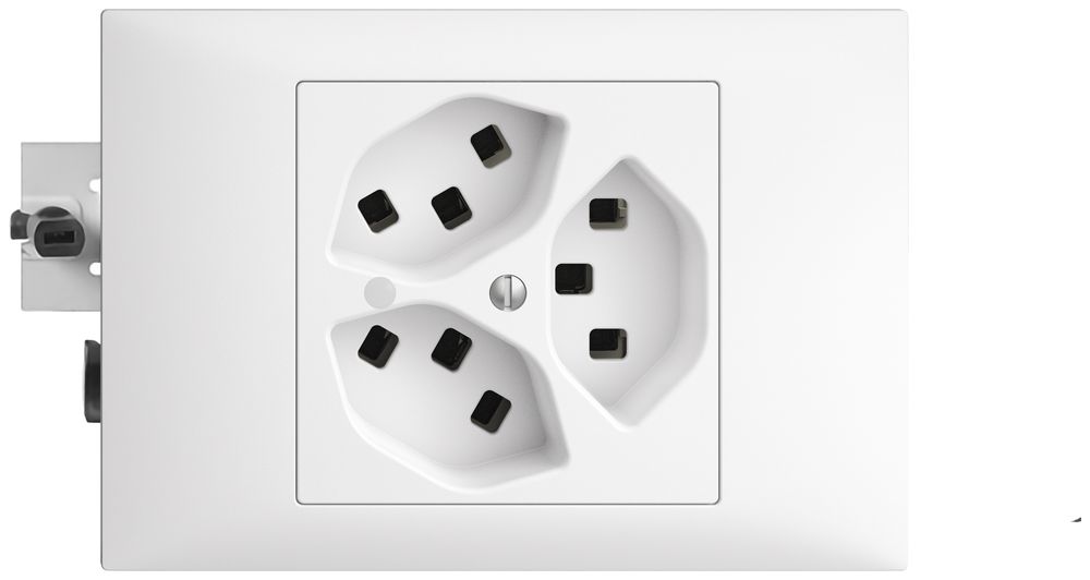 Presa INS 3×T23 16A bianco con LED verde EDIZIOdue