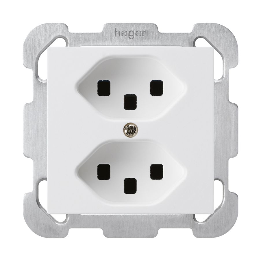 UP-Steckdose kallysto 2×T23 weiss mit Steckklemmen