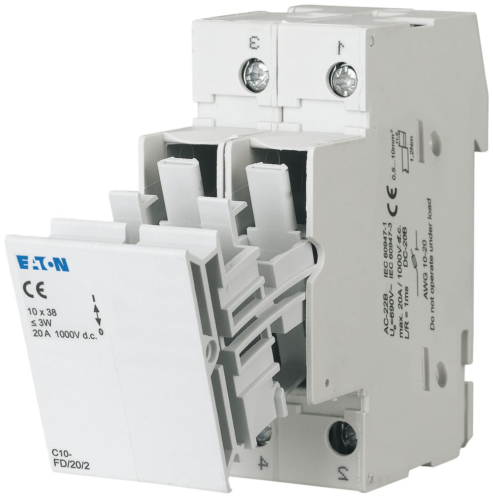 Strangschutzschalter DC C10FD 2L, f.Sicher.10×38, m.Blinkfu.