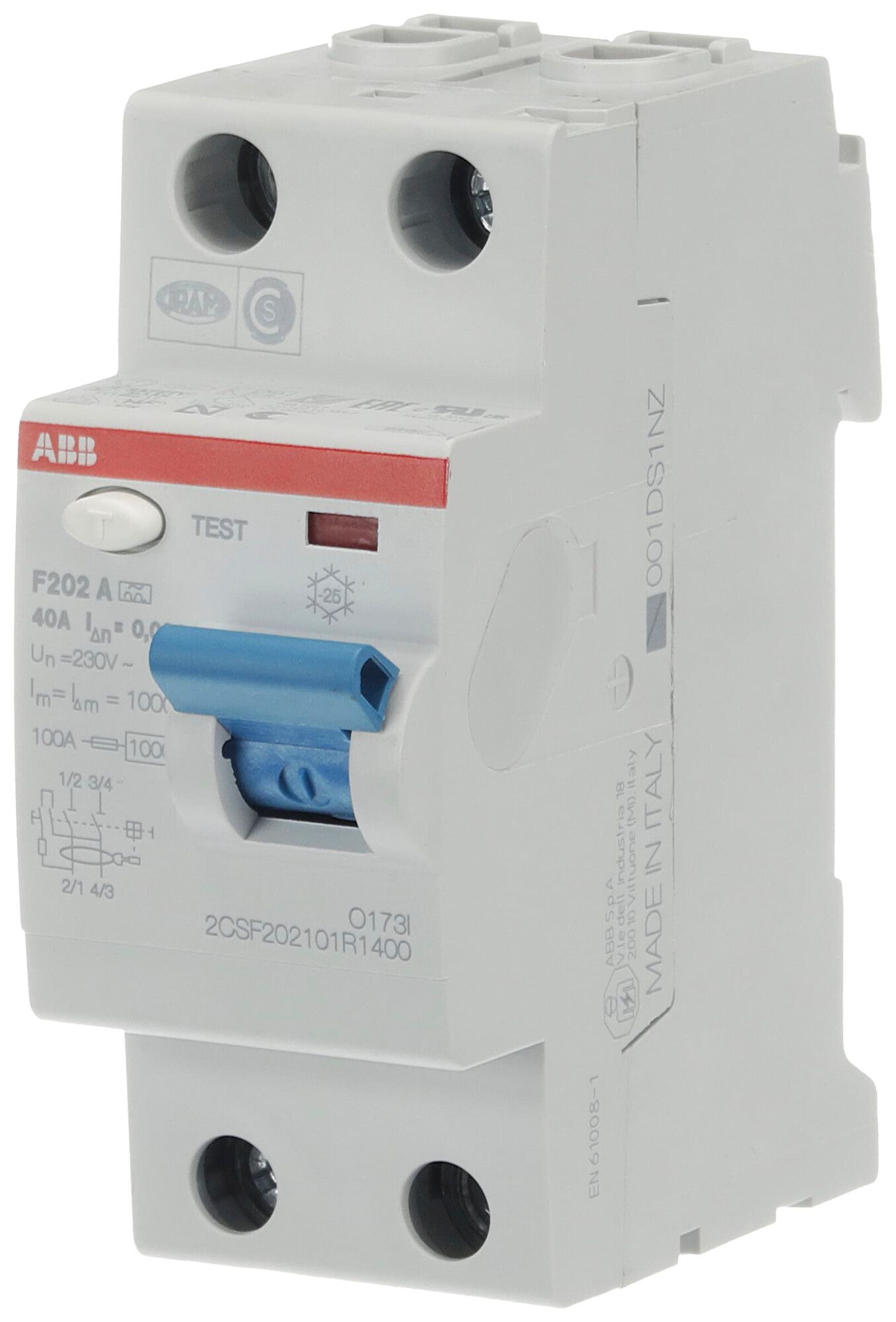 Fehlerstromschutzschalter ABB 30mA 40A 1P+N F202A-40/0.03