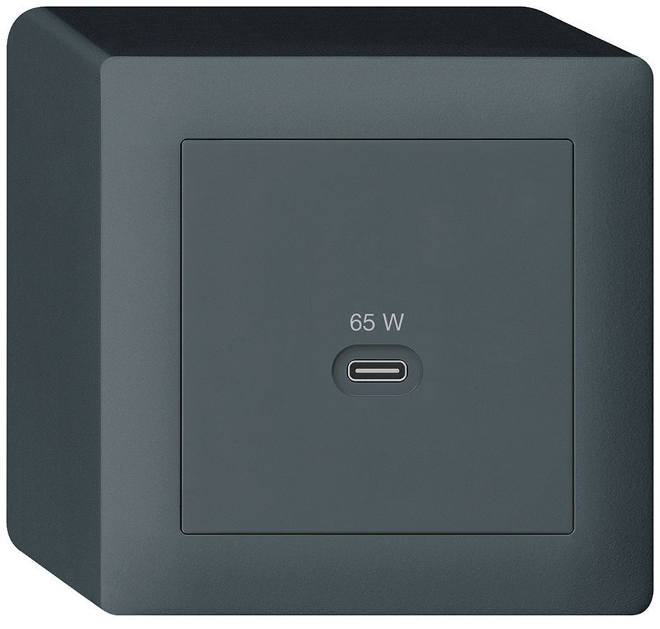 Prise de charge USB AP Hager kallysto type C 65W 3250mA anthracite
