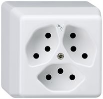 AP-Steckdose basico 3×Typ 13S weiss