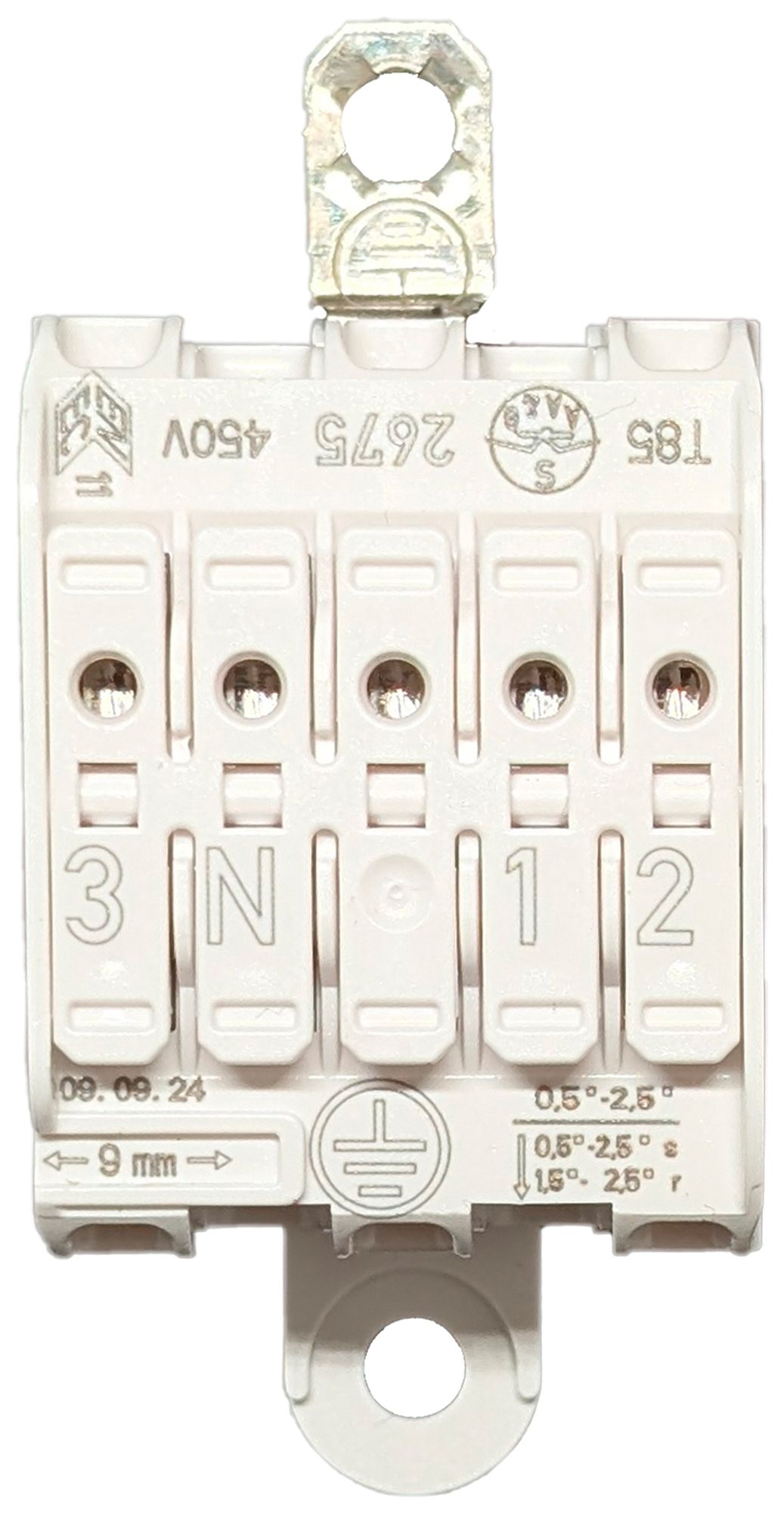 Borne de connexion 5P 0.5…2.5mm² étrier de mise à terre bc