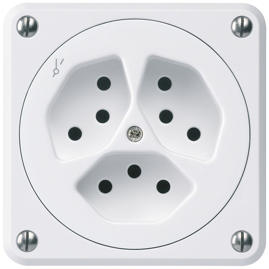 UP-Steckdose robusto 3×Typ 13/1 weiss ohne Klappdeckel