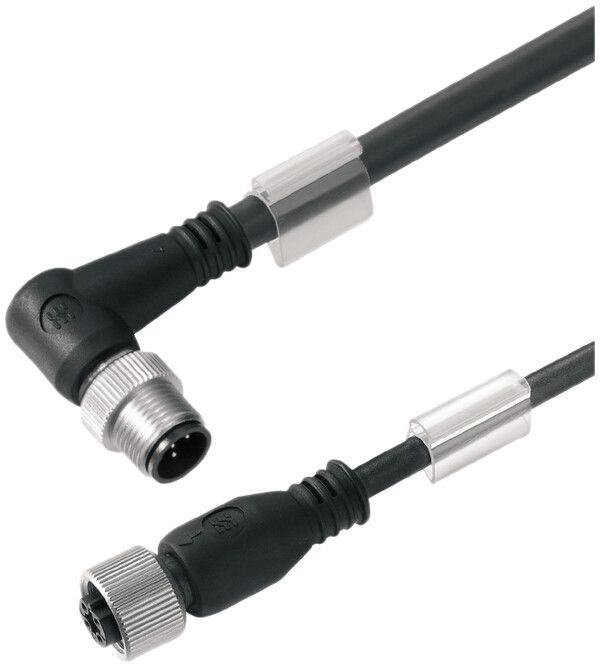 Cavo Weidmüller M12/M12 4L 1.5m spina angolata/presa dritta PUR noir, A