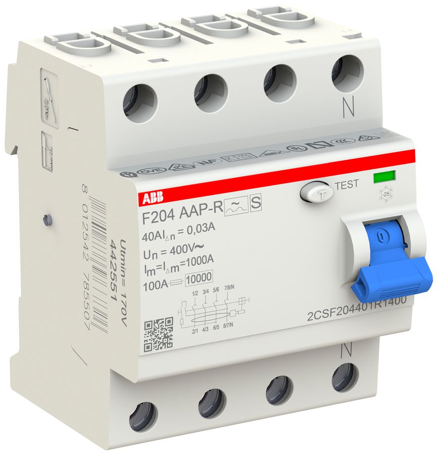 Fehlerstromschutzschalter ABB 30mA 40A 3P+N F204A-40/0.03 AP-R