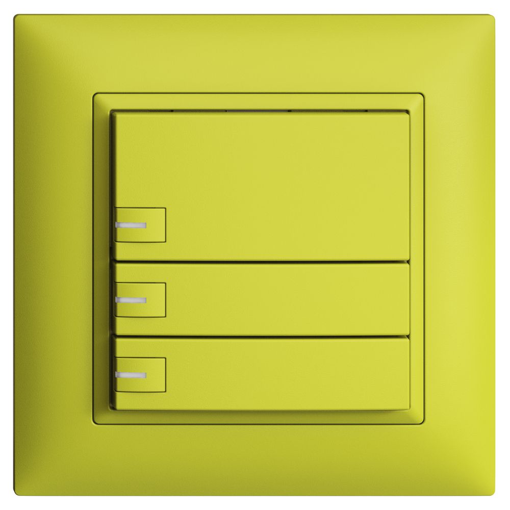 Poussoir KNX RGB ENC EDUE FMI, 250mW, a.LED RGB, 3×poussoir, comm.1×touche, lem