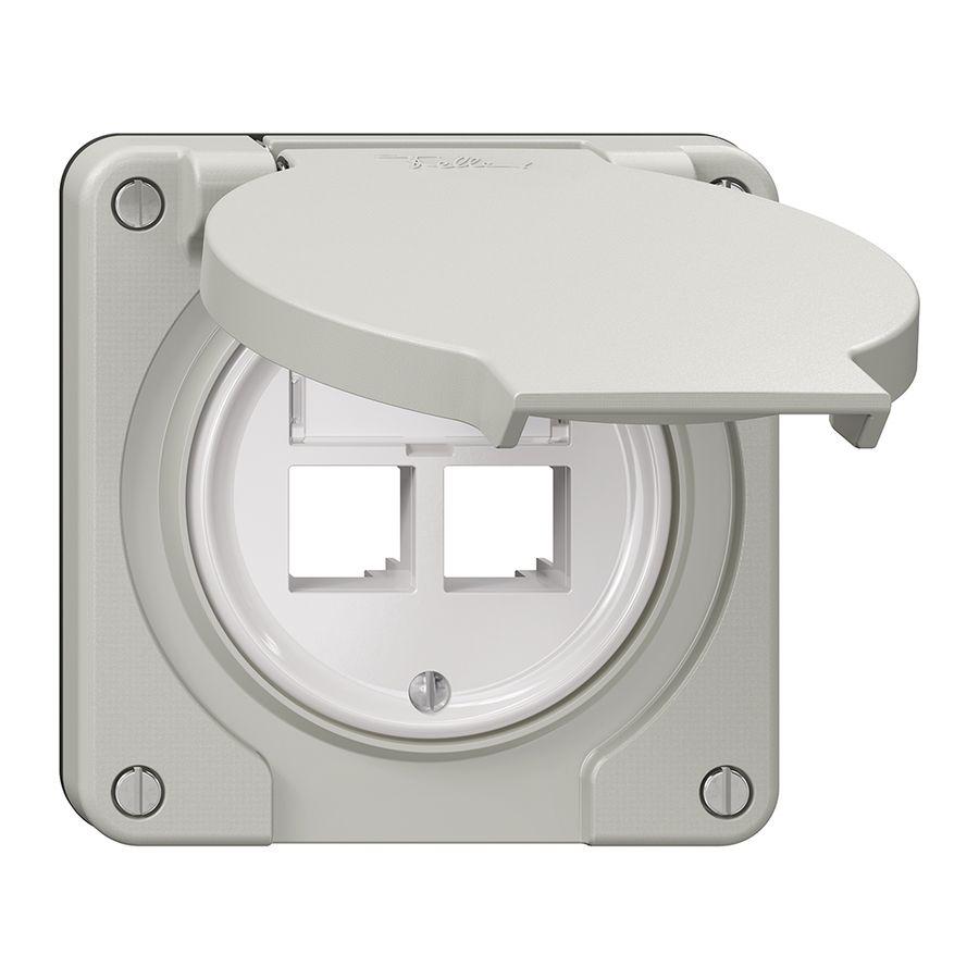 Kit de montage Feller S-One EASYNET N.CO pour 2×RJ45 profondeur 28 mm gris clair