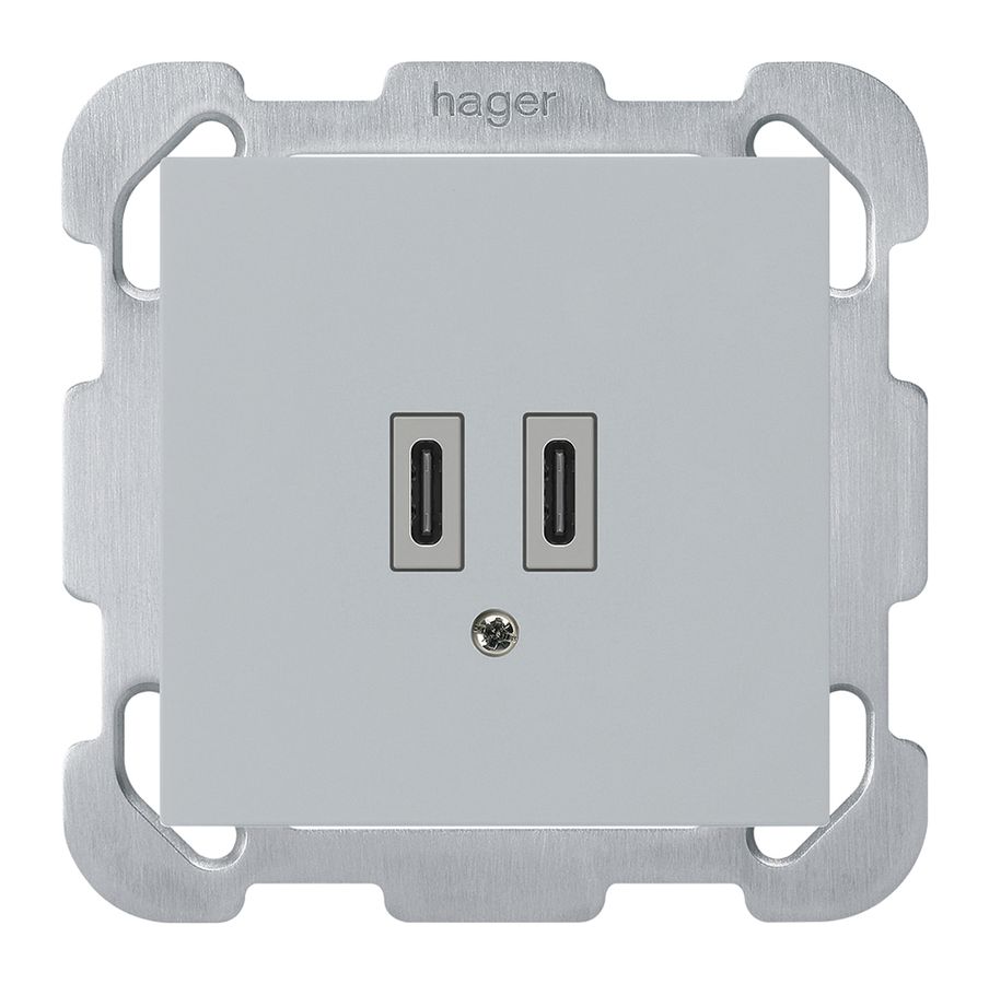 Prise de charge USB ENC Hager kallysto C-C 20W 5V 77×77mm gris
