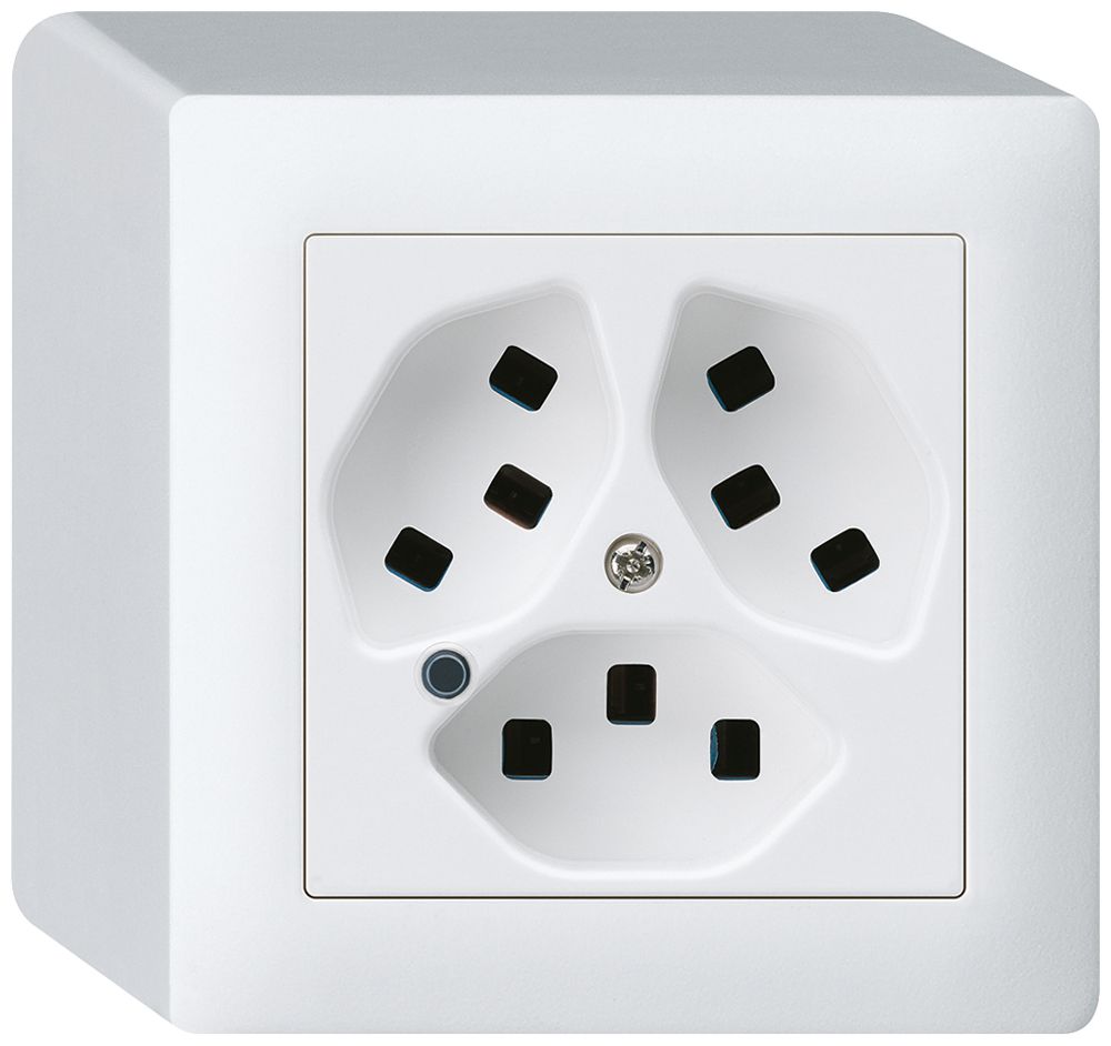 Prise AP Hager kallysto 3×T23 illuminé Q blanc ultra