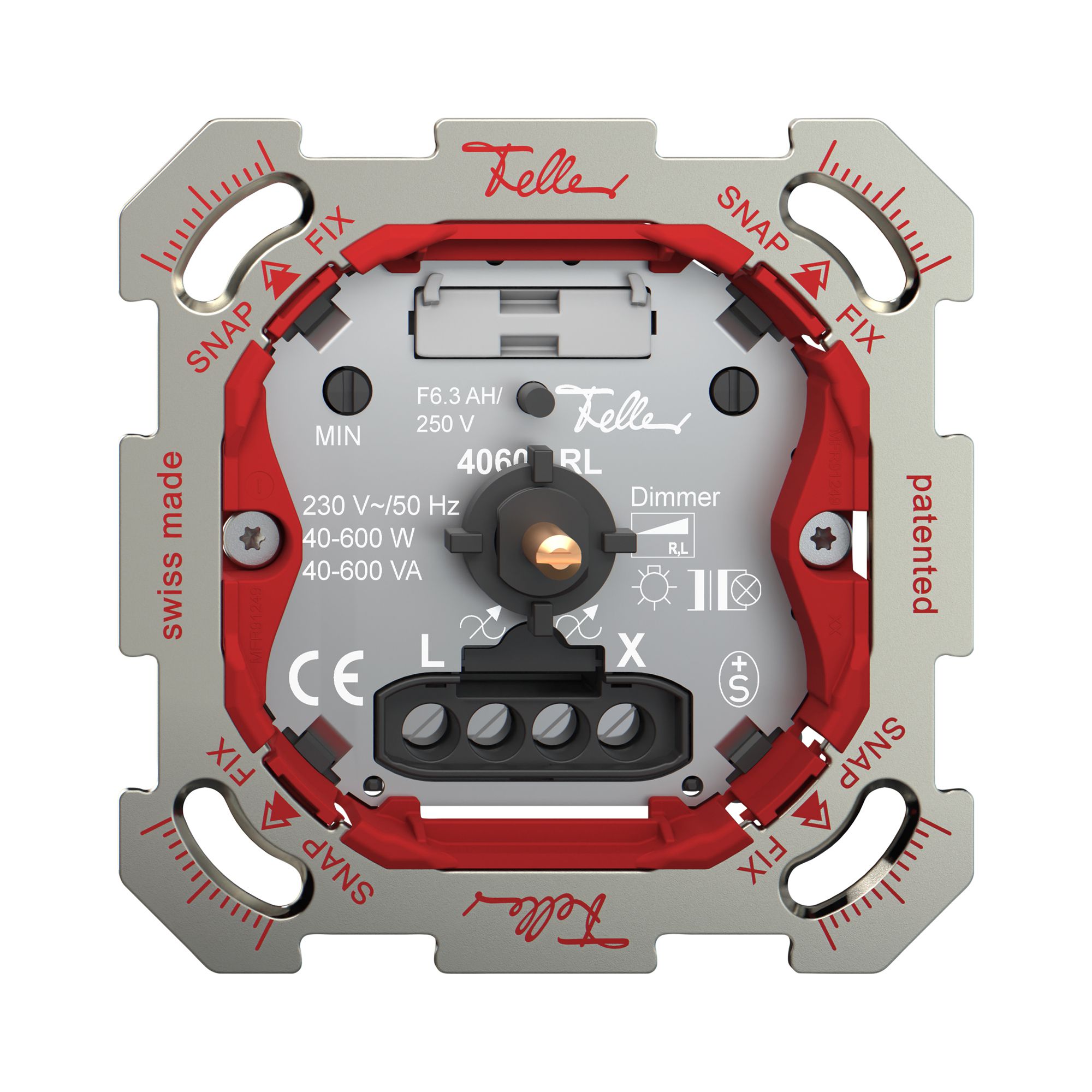 UP-Dimmer Feller SNAPFIX® Phasenanschnitt 40…600W/40…600VA