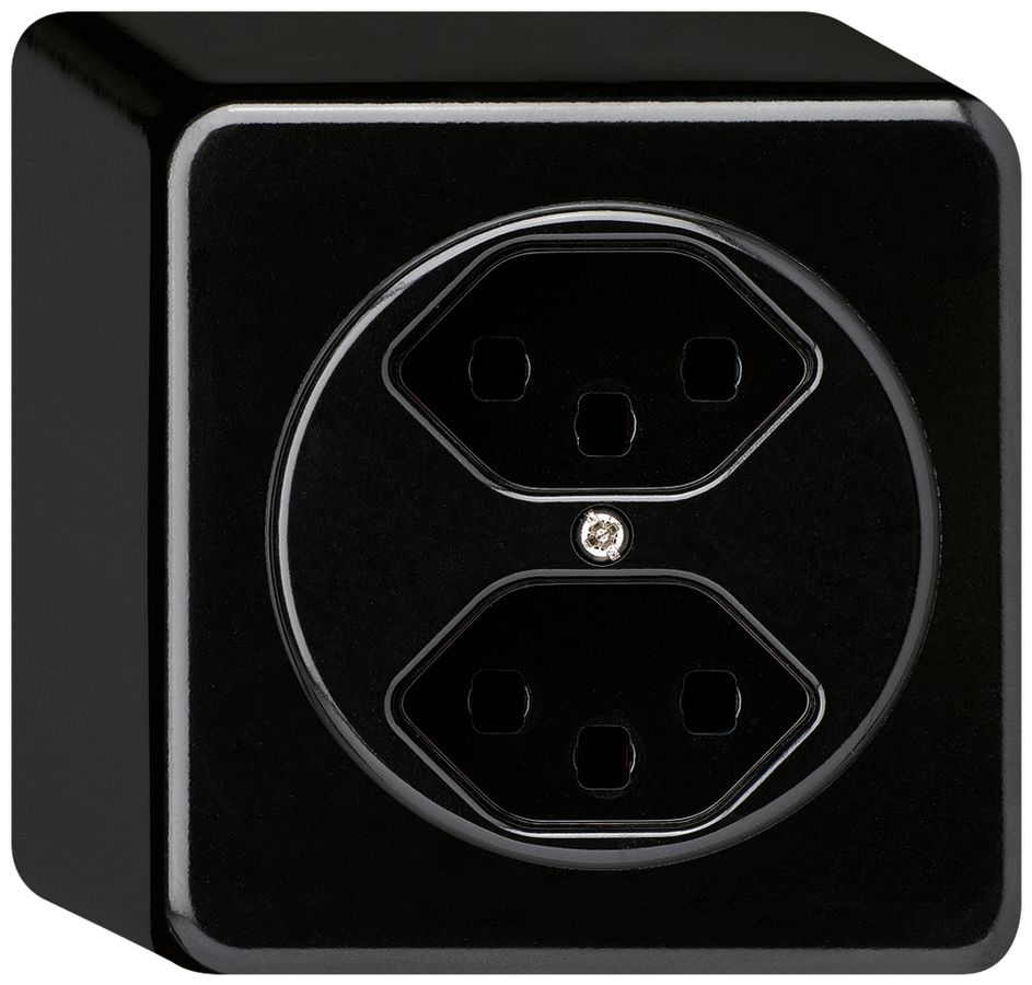 Prise AP basico 2×type 23 noir bornes à enf.