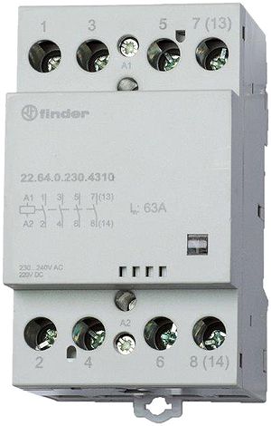 Contattore AMD Finder 3NC+1NO 63A, 12VAC/DC, spia meccanico