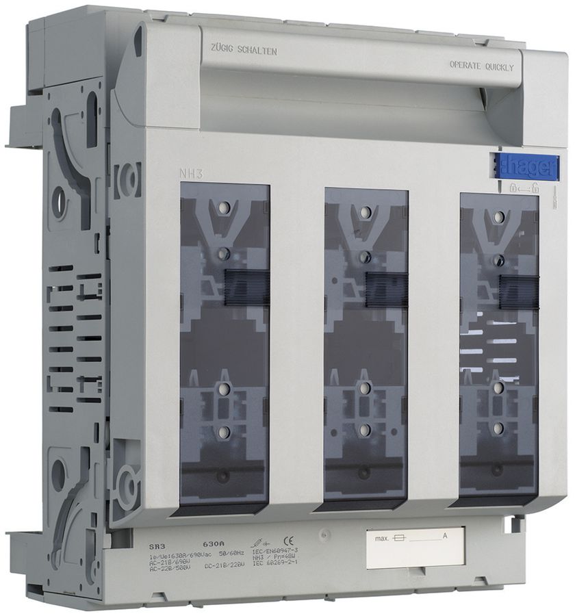 Coupe-circuit HPC weber.silas DIN3 690VAC 630A cavalier p.70mm sortie haut/bas