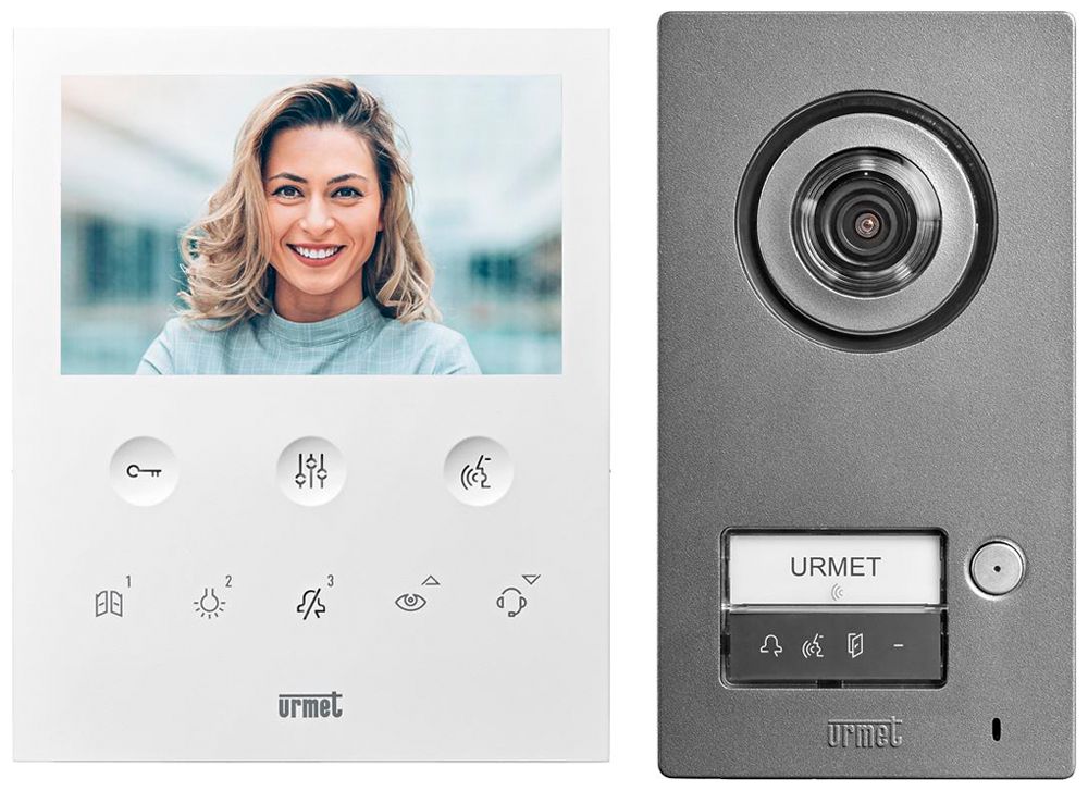 Kit interphone vidéo Plica Urmet 1×bouton 2 fils blanc