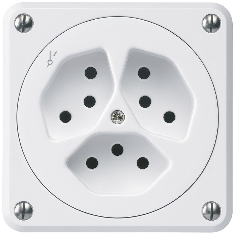 UP-Steckdose robusto 3×Typ 13/1 weiss ohne Klappdeckel für Kombination