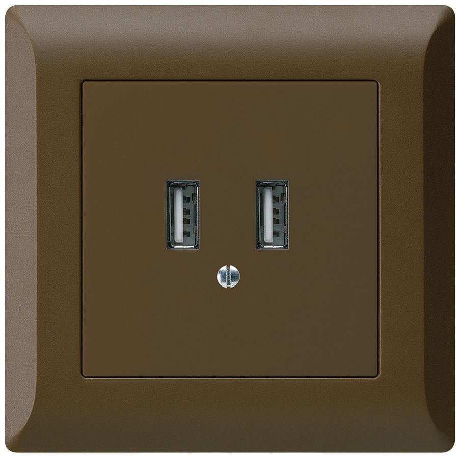 Prise de charge USB ENC Hager kallysto.line 240V 2400mA brun