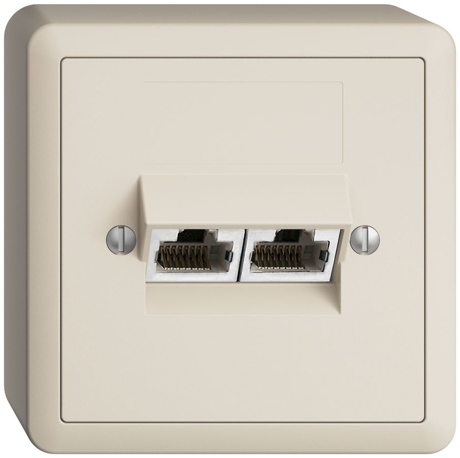 Prise AP 2×RJ45/s 4P sép.EDIZIOdue crema ITplus