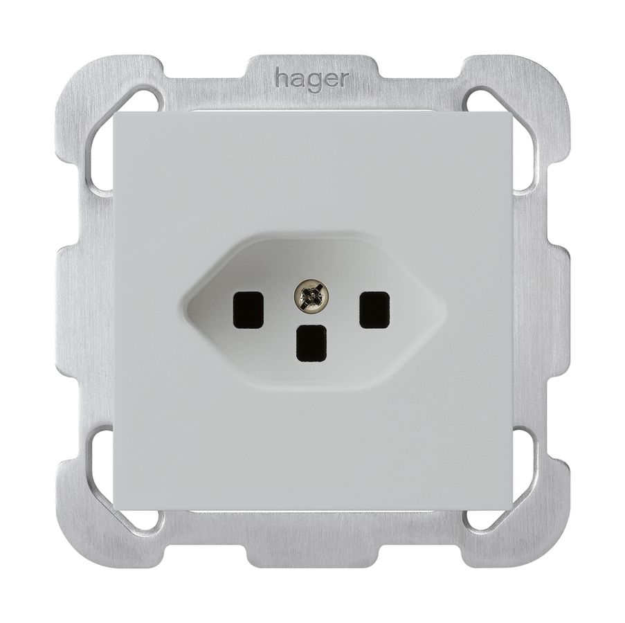 UP-Steckdose kallysto T23 hellgrau mit Steckklemmen mit Befestigungsplatte