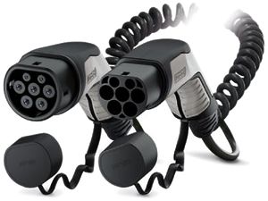 Câble de charge AC e-mobility PX mode3 T2+T2 20A 1L 4m spirale 5kW 250V noir