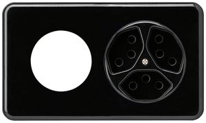 UP-Kombination Hager basico I-I waagrecht Ø43mm+Typ 13 schwarz