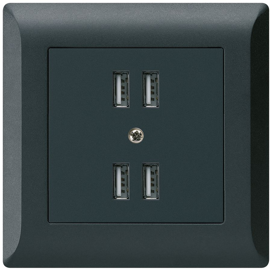 Prise ENC 4×USB kallysto.line 2400mA noir