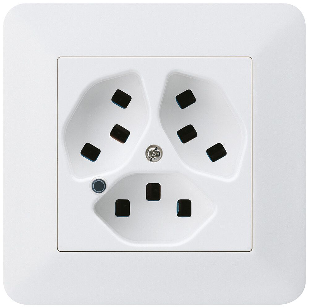 Prise ENC Hager kallysto.trend 3×T23 illuminé C blanc ultra