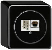 AP-Anschlussdose basico 1×RJ45u+1×TT83 schwarz