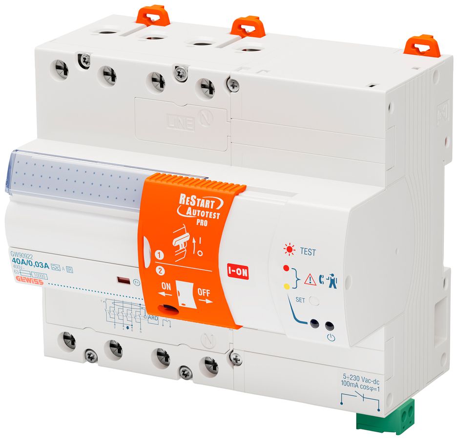 Interruttore differenziale Gewiss 90 ReStart 4P 400V 40A 0.03A A 10kA 7UM
