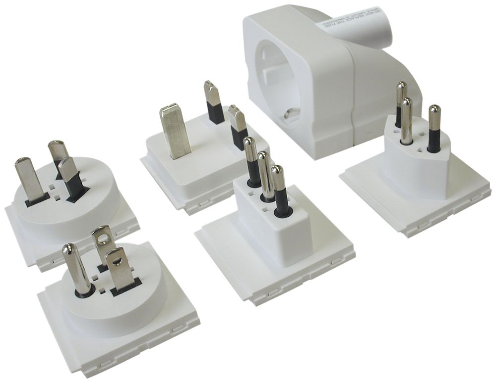 Adapter Steffen SCHUKO Kupplung 5 verschiedene Stecker weiss