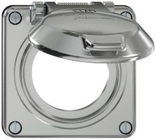 Partie supérieure ELEMENT SNAPFIX® a.clapet p.prises IP20 symbole EMP Ø53mm alu