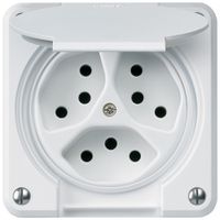 UP-Steckdose robusto 3×Typ 13 weiss für Kombination