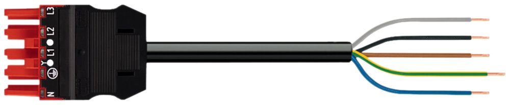 Anschlussleitung WAGO 5×2.5mm² 20A 400V 5m Cod.P Buchse-freies Ende rot