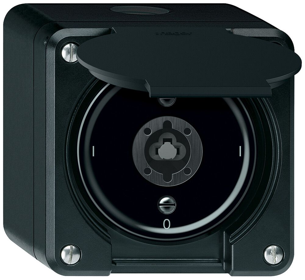 AP-Schlüsselschalter robusto Ausschalter 2×1-polig 16A 250V 86×86mm schwarz
