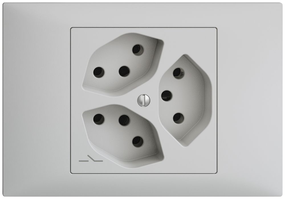 EB-Steckdose EDIZIOdue 3×T13 1×S hellgrau