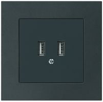 UP-USB-Ladesteckdose Hager kallysto.pro 240V 2400mA schwarz