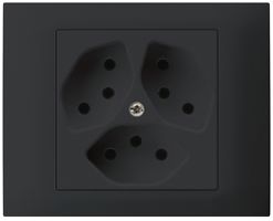 EB-Steckdose kallysto 3×T13 Bauart T m.EB-Dose G3 Abdeckrahmen steckbar schwarz