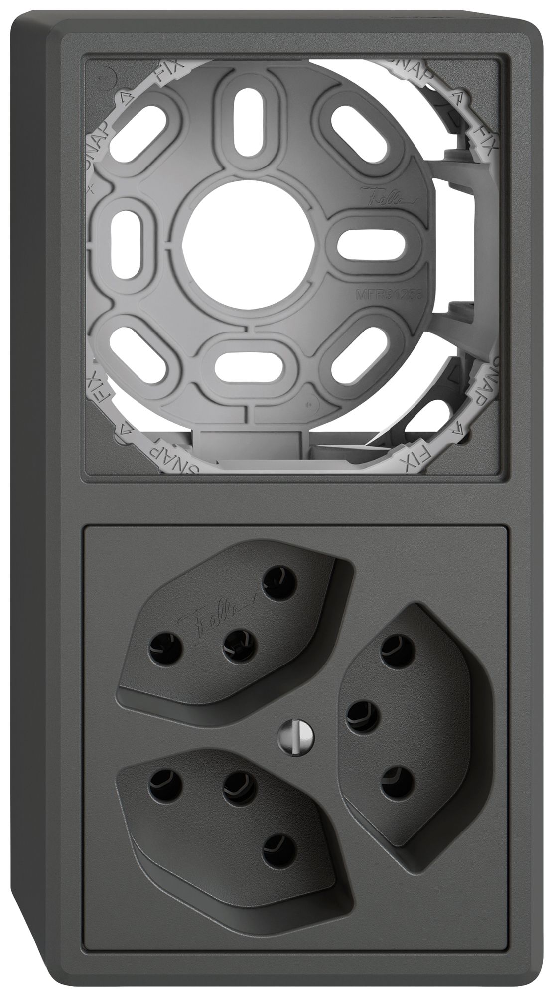 AP-Kombination EDIZIO.liv SNAPFIX® 2×1 140×74mm leer+3×T13 dunkelgrau