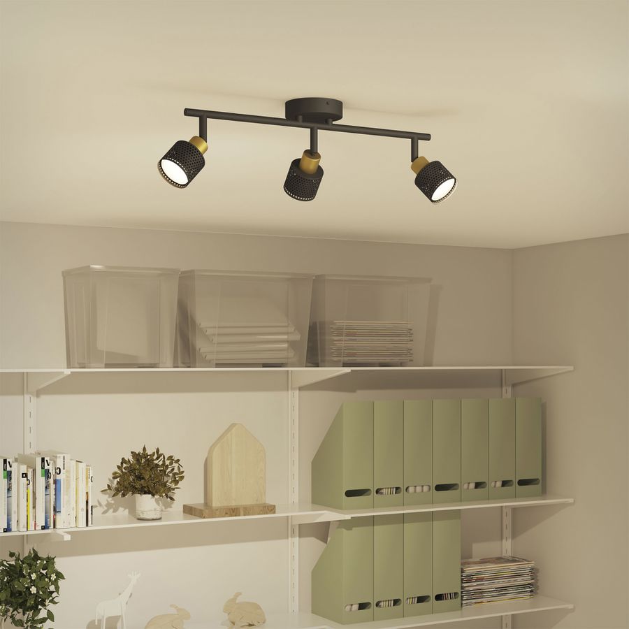 Spot Philips Niall GU10 3×5W 484×134mm schwarz/Messing