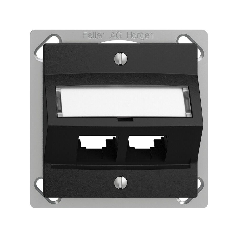 EB-Montageset S-One EDIZIOdue FM.TE für 2×RJ45 schräg, schwarz