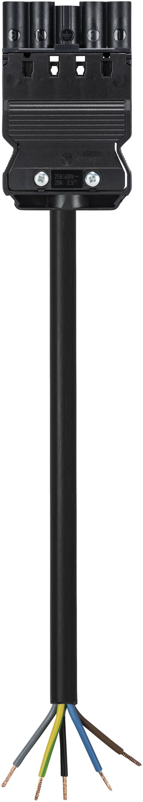 Anschlussleitung Wieland GST18i5 5×1.5mm² 250/400V 16A 2m schwarz Stecker Cca