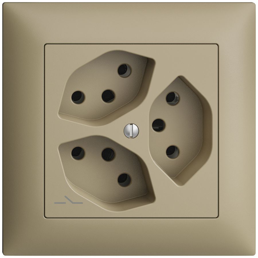 UP-Steckdose EDIZIOdue 3×T13 1×S sand