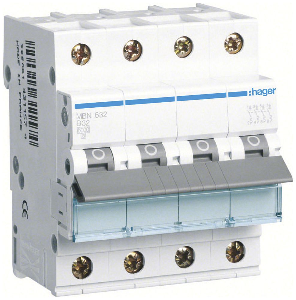 Disgiuntore Hager MCB 4P 415V B 32A 6kA 10kA 4UM